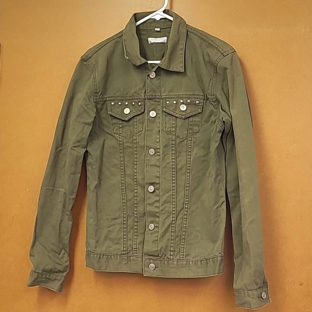 White Line Idun Size L Olive Green Denim Jacket